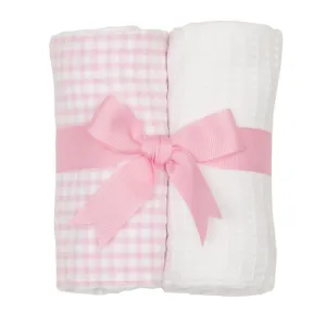 3 Marthas - Pink Check Set of Two Burps