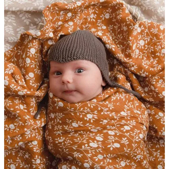 A Little Lovely Company Muslin Cloth XL: Blossom - Caramel
