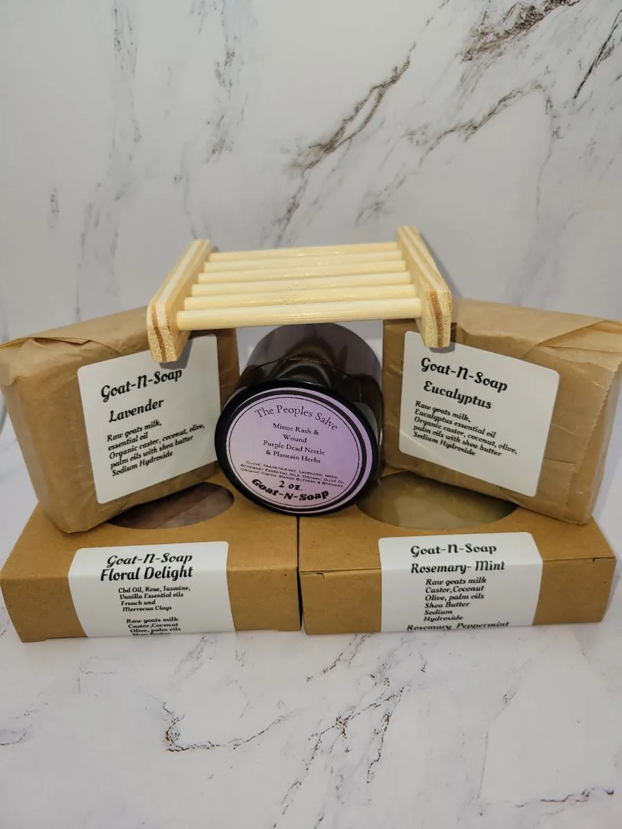 Authentic goat milk soap bundle with 2.oz salve