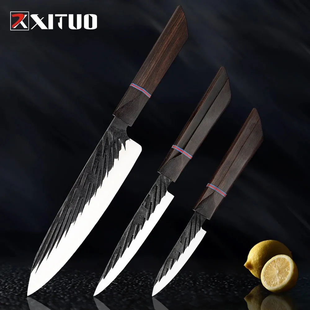 High Carbon Kitchen Knives Handmade Forged Japanese Sharp Knife Set