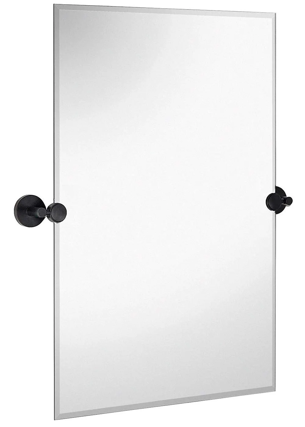 Large Pivot Rectangle Mirror With Polished Chrome Wall Anchors | Silver Backed Adjustable