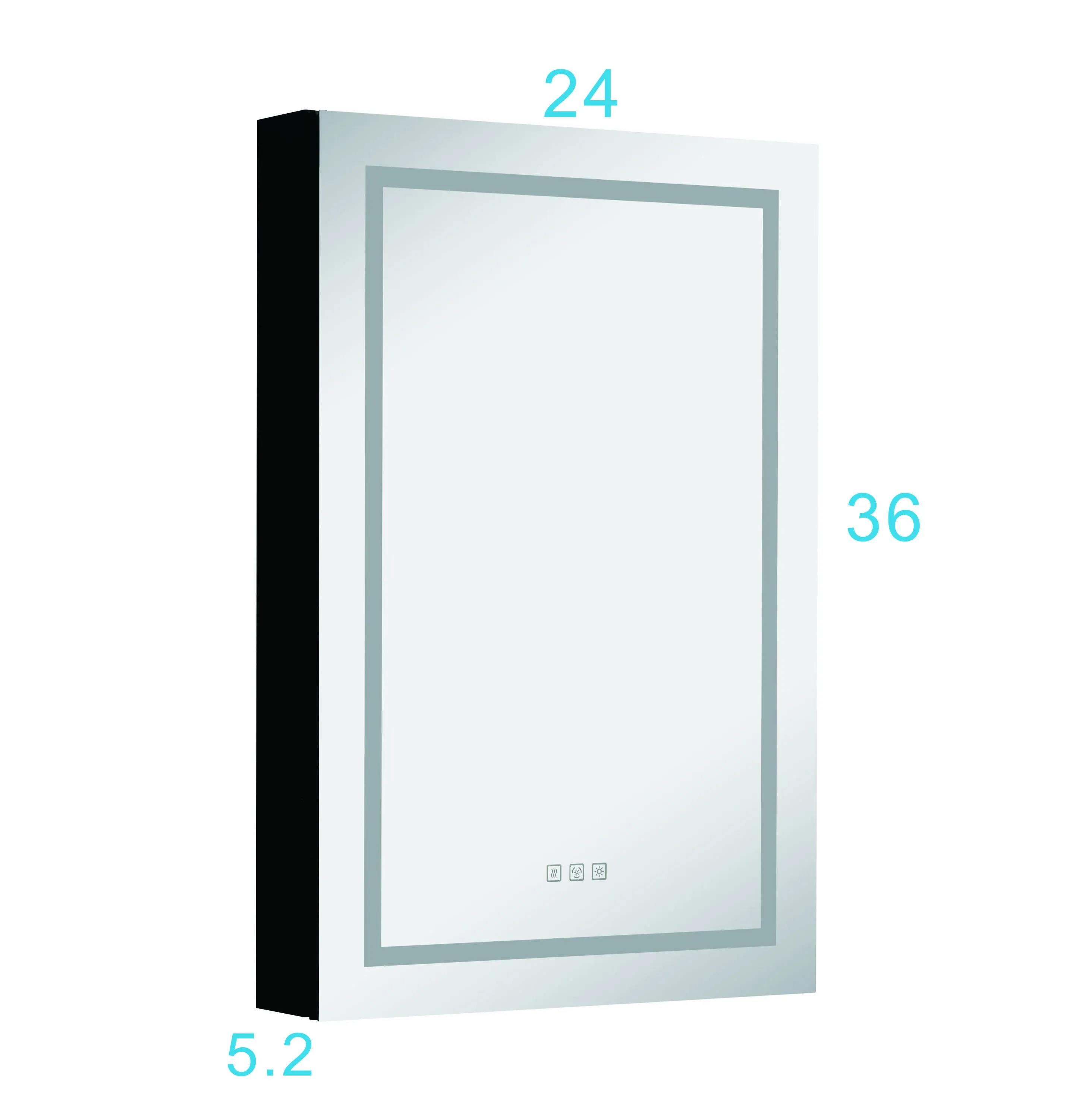 LED Lighted Bathroom Medicine Cabinet with Mirror, Surface Lighted Medicine Cabinet,Dimmable,Adjustable Shelves,Intelligent Switch Medicine Cabinet, Aluminum Frame,left opening door